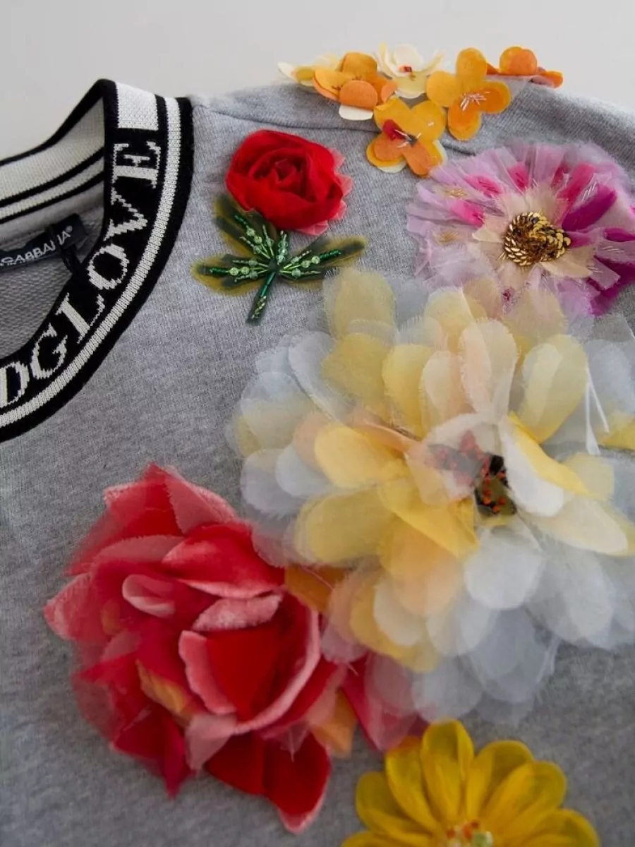 Dolce&Gabbana Cotton Floral Appliqué Sweatshirt