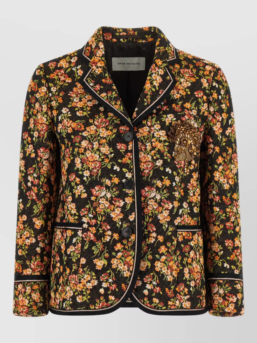 Dries Van Noten Floral-jacquard single-breasted blazer