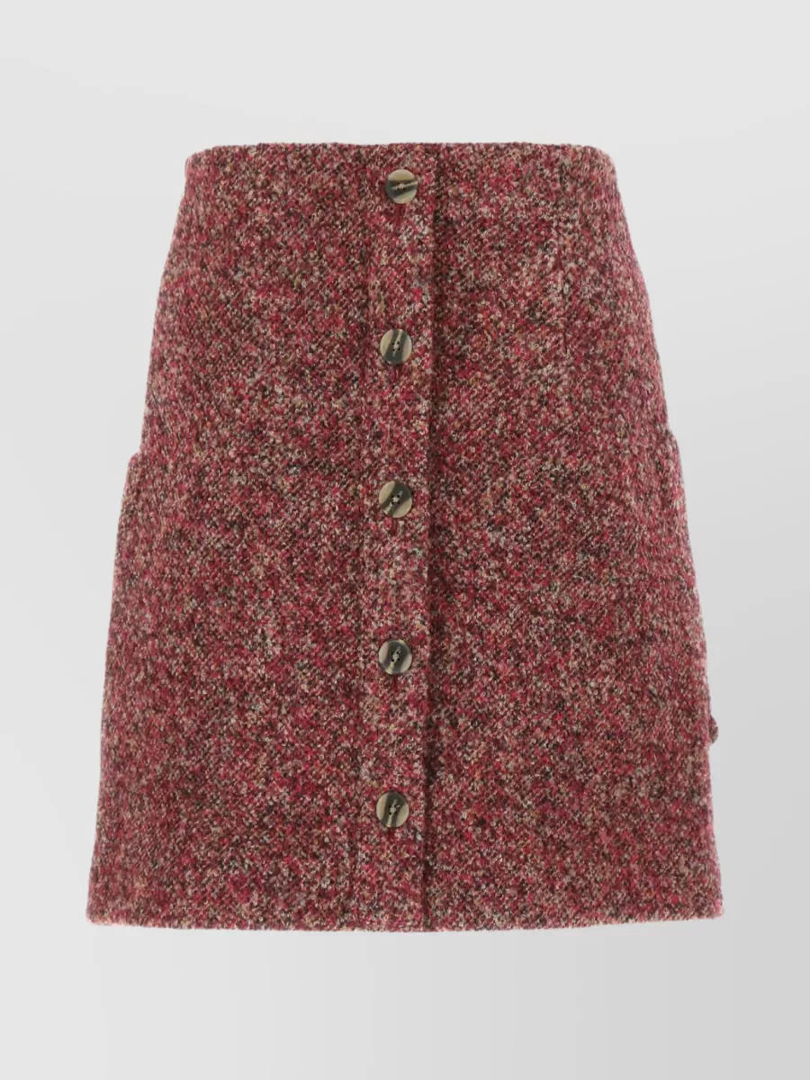 Shop Remain Textured Tweed With Back Buttons In Burgundy