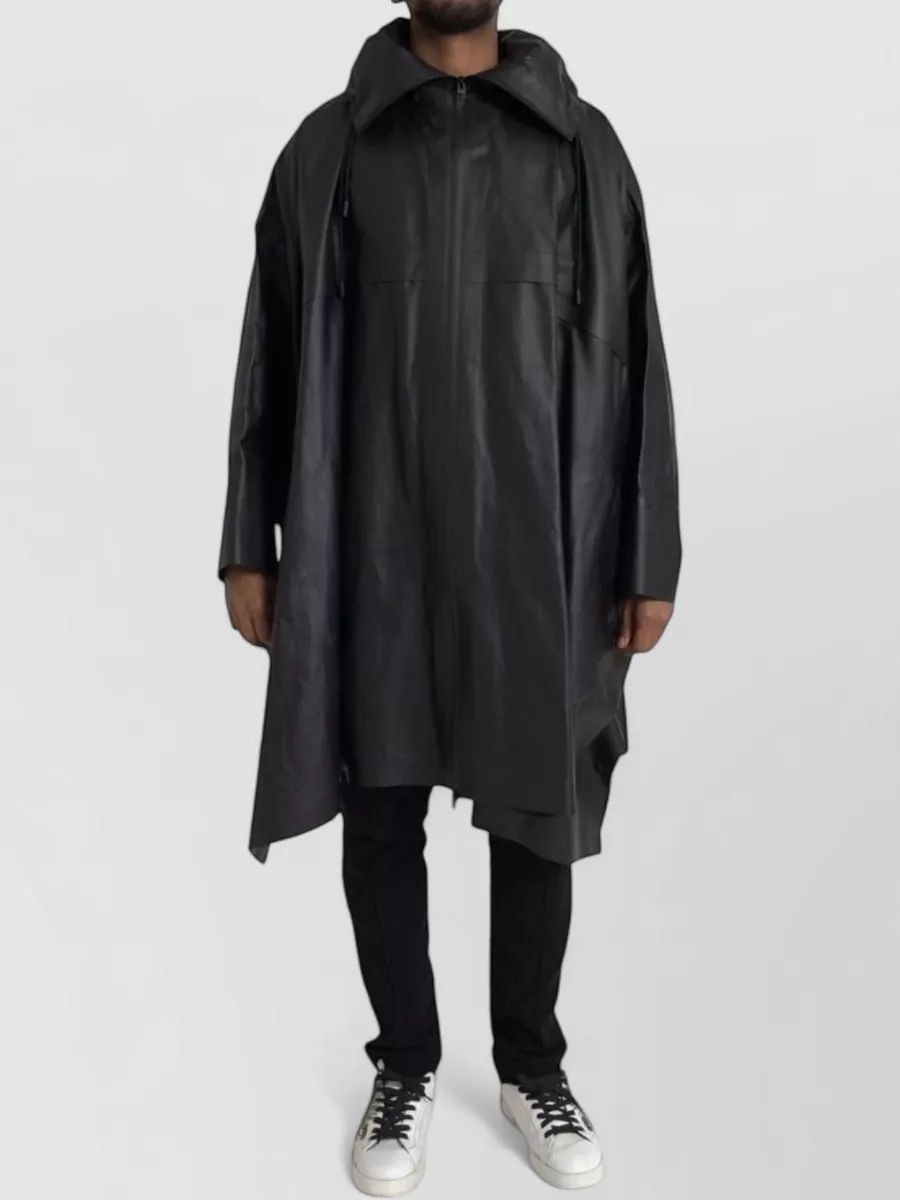 Bottega Veneta lamb leather hooded asymmetric parka
