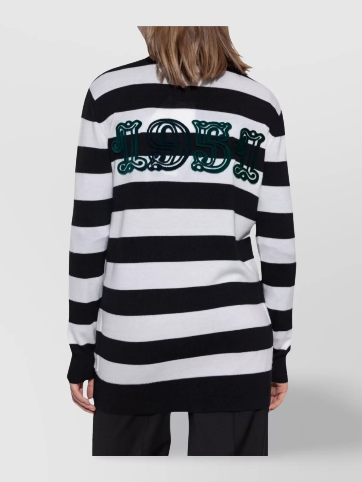 Max Mara Striped V-Neck Wool Cardigan Pockets