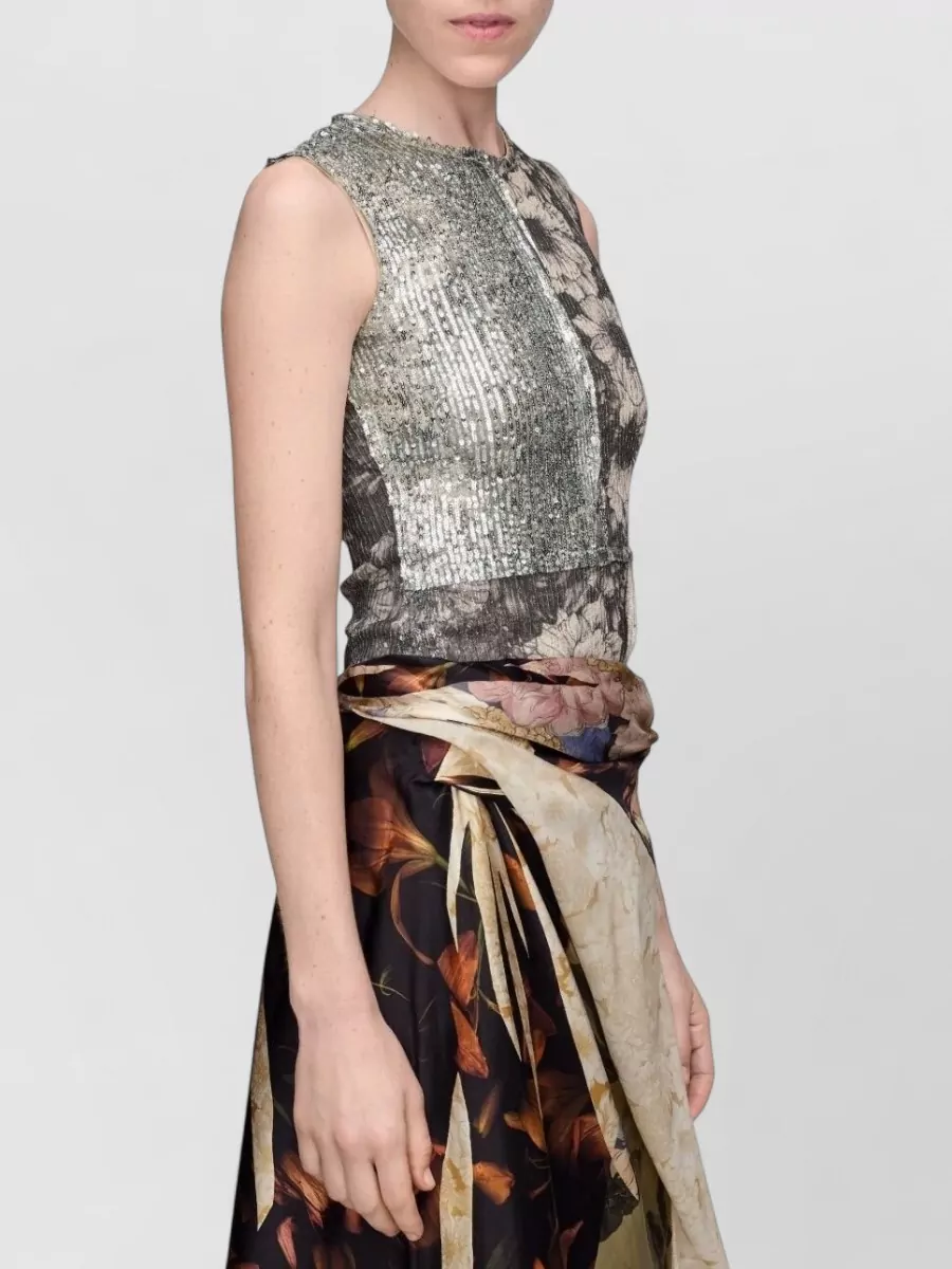 Maison Margiela Floral Sequin Sleeveless Top