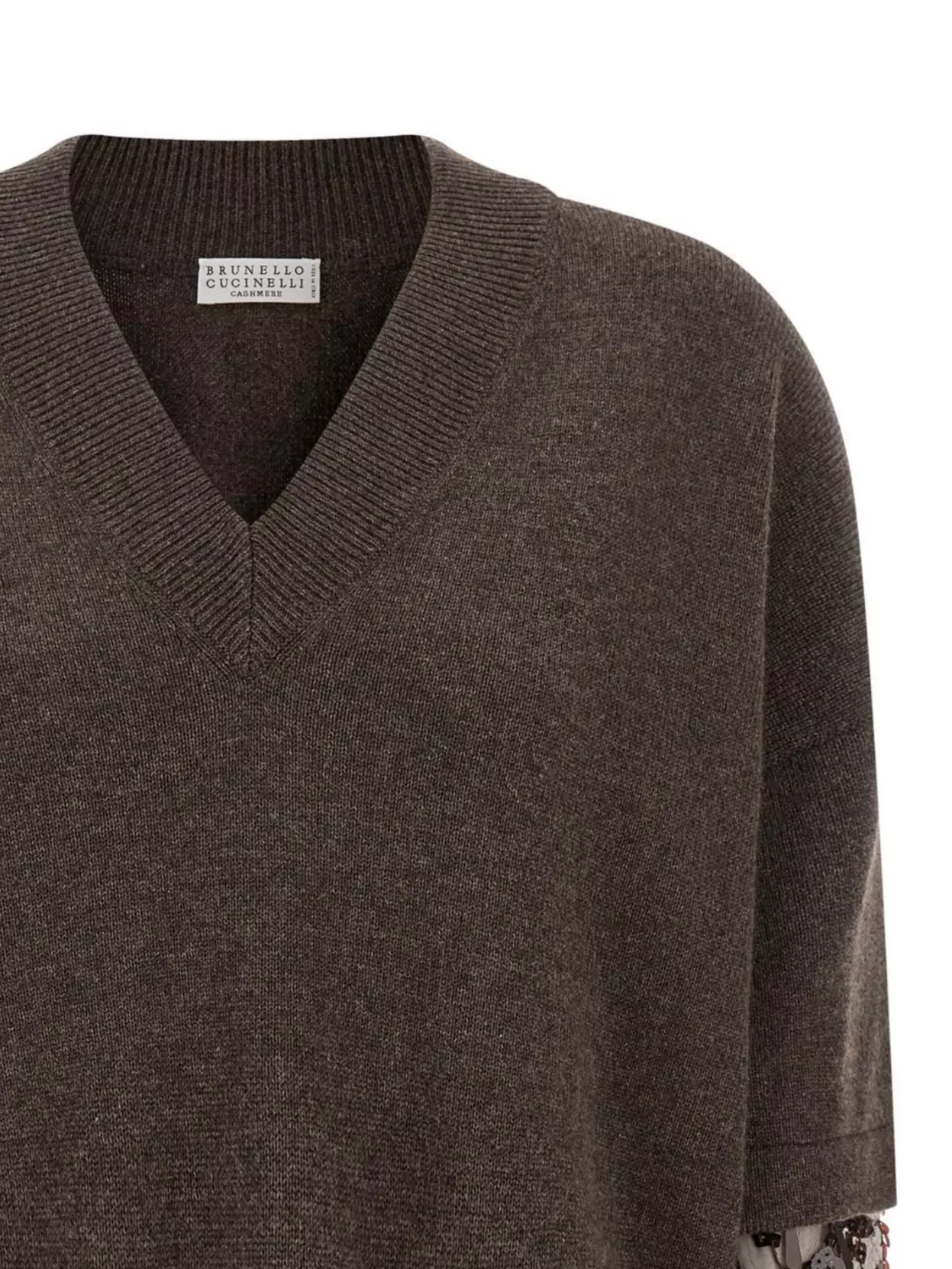 Brunello Cucinelli Sequin Sleeve Sweater Sweaters And Cardigans Brown In Brown