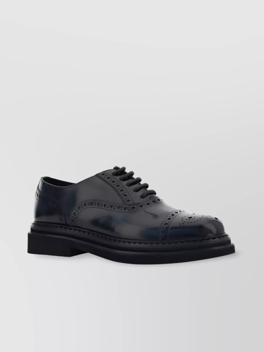 Shop Dolce & Gabbana Perforated Lace-up Shoes In Blue