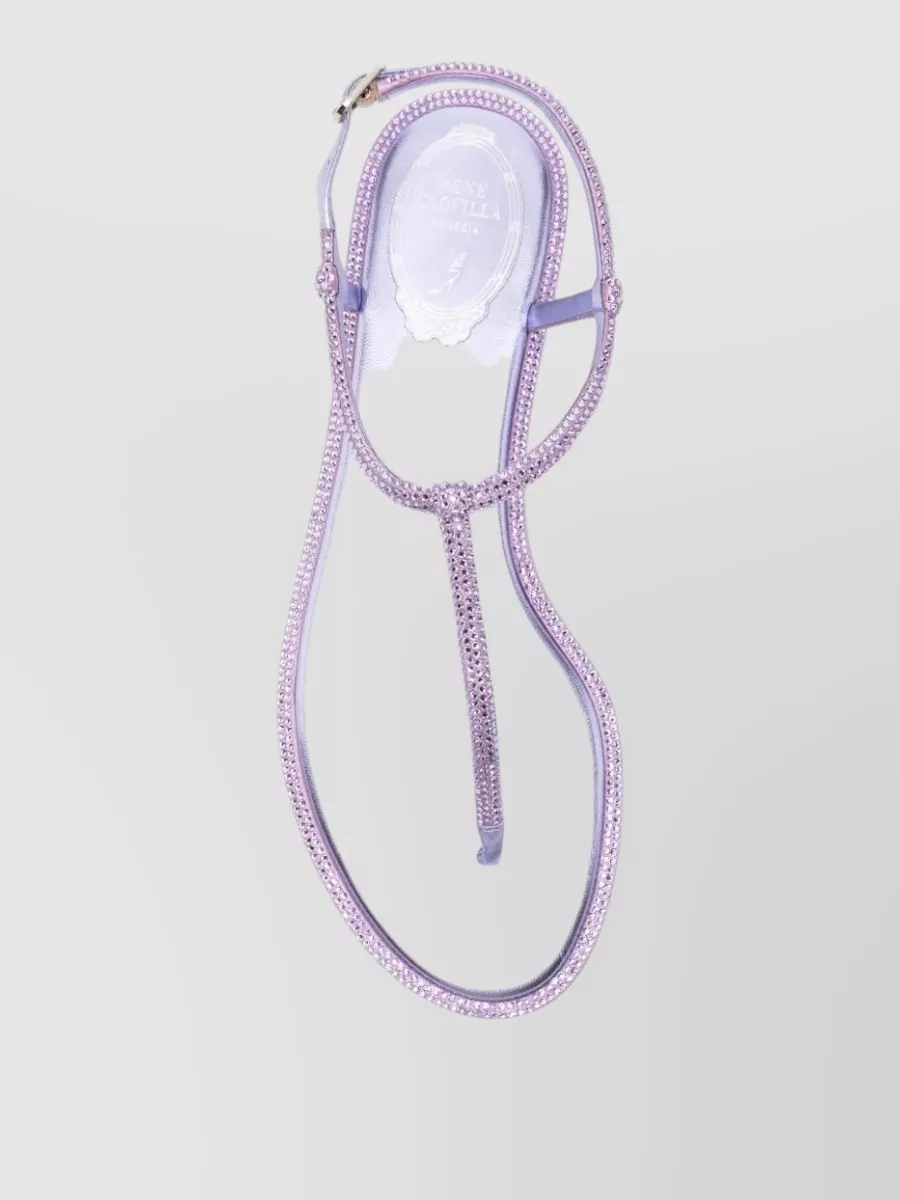 Rene Caovilla Satin Rhinestone Thong Sandals