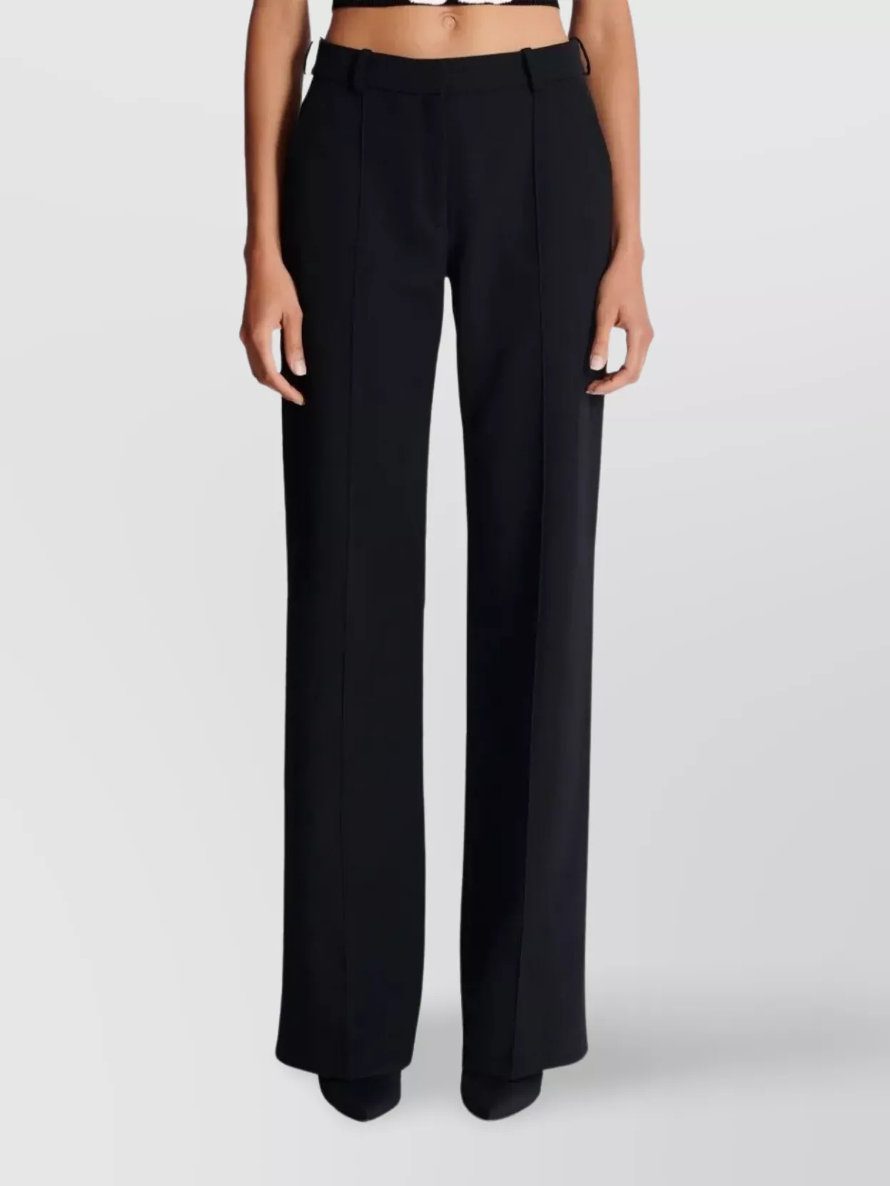 Balmain Wool Trousers With Front Pleats And Wide Leg
