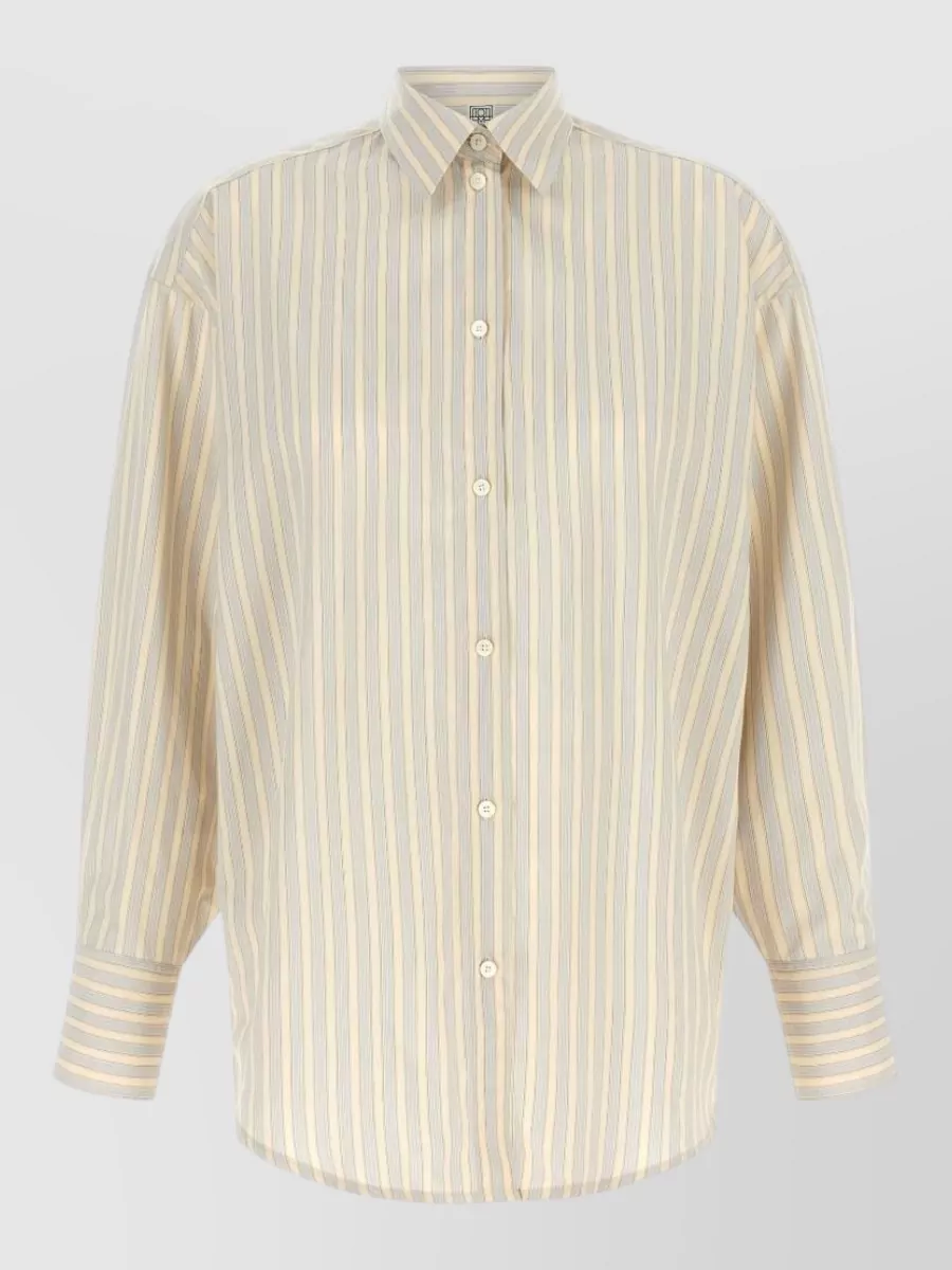 Totême silk blend oversized striped shirt