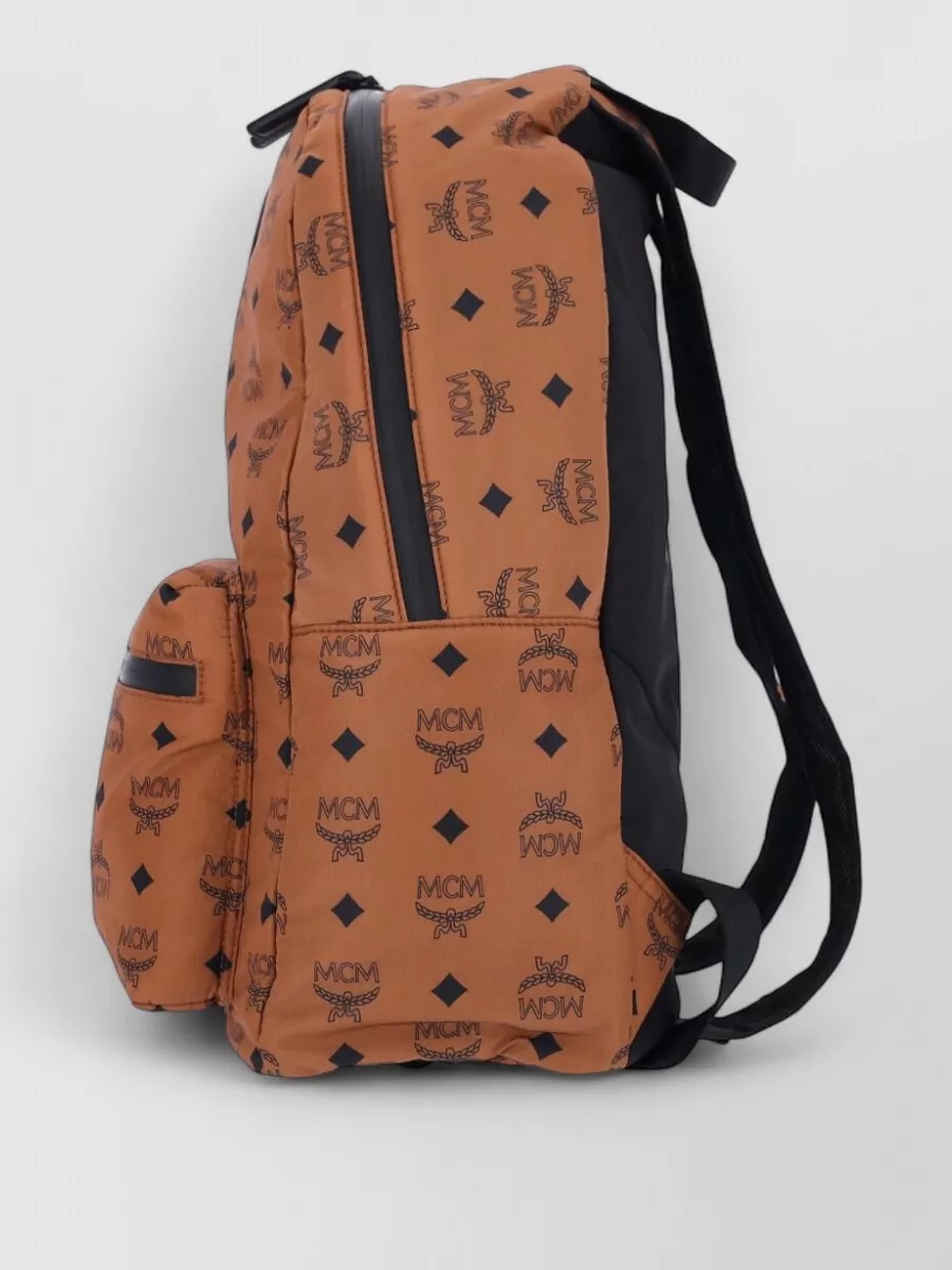 Mcm Backpack Adjustable Straps Front Zip Pocket Handle