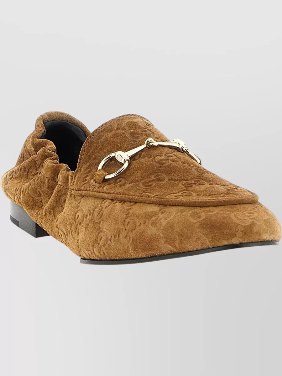 Gucci Signature Gg Suede Loafers Metal Detail