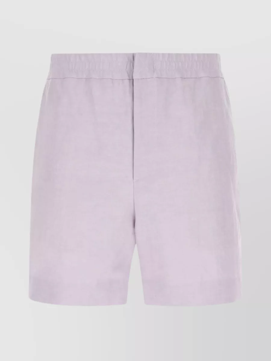Shop Fendi Linen Blend Knee-length Shorts In Pastel