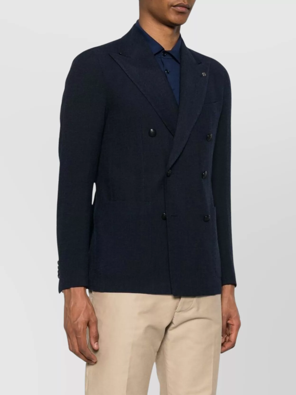 Tagliatore Tailored Blue Double-breasted Jacket With Notched Lapel