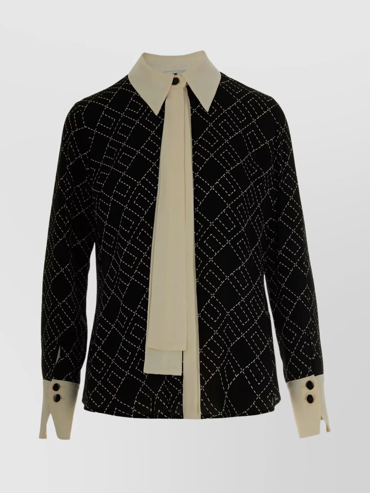 Elisabetta Franchi Collar Contrast Geometric Pattern Long Tie