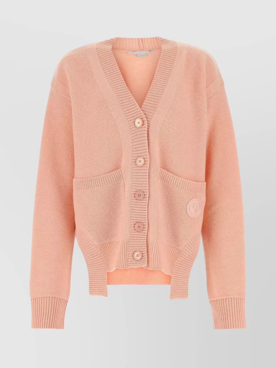 Shop Stella Mccartney Oversized Cardigan With Unique Hemline And Cashmere Blend In Pastel