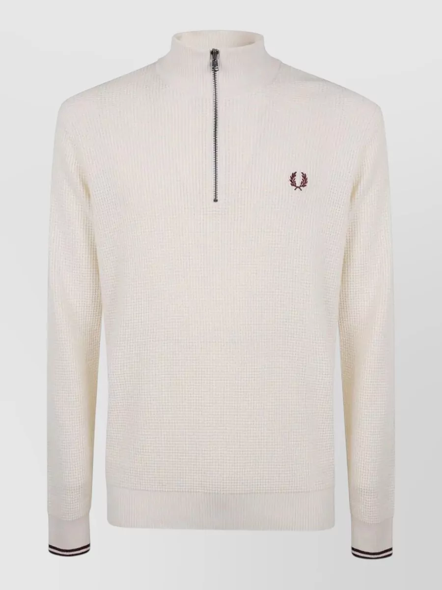 Fred Perry cotton waffle-knit half-zip jumper