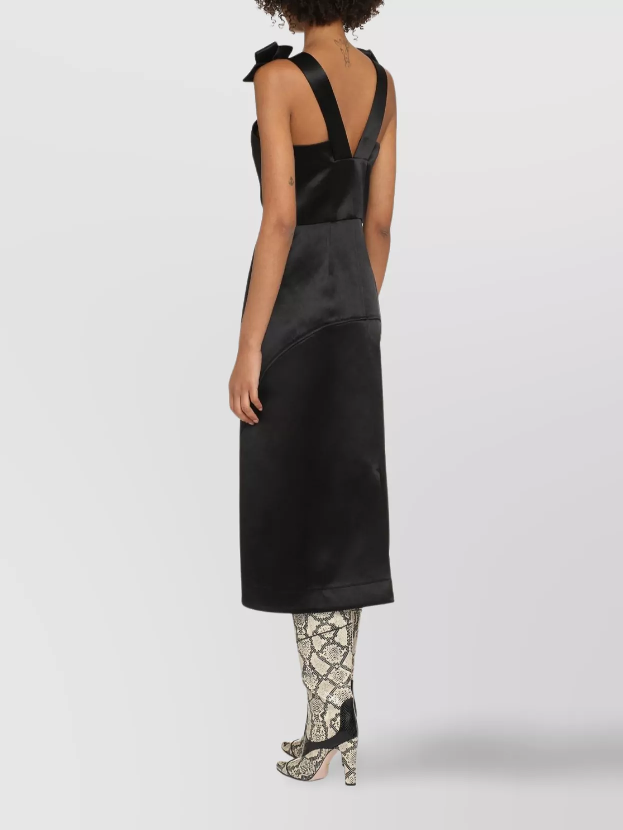 Jil Sander Satin Midi Dress With Bow Accents