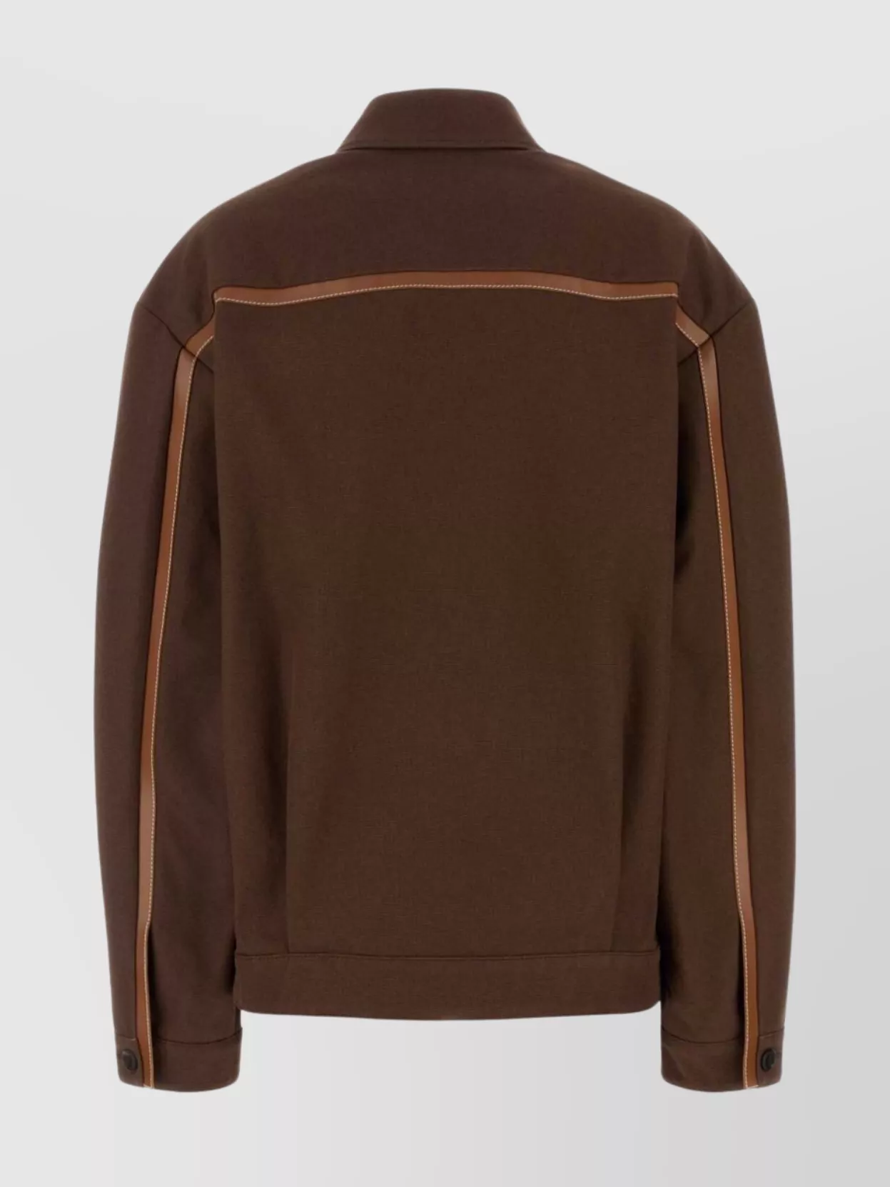 Miu Miu Cotton Jacket With Front Pockets And Contrast Piping In Brown