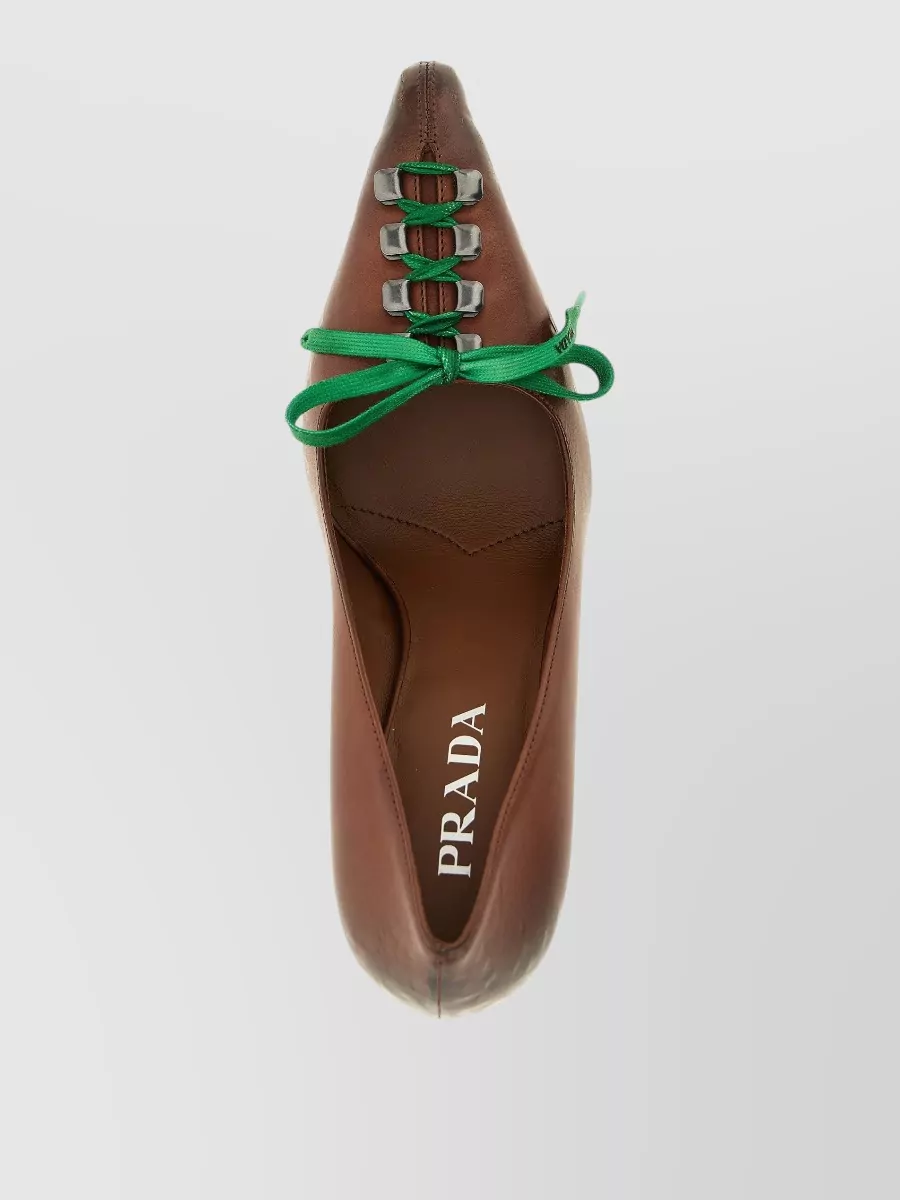 Prada Leather Lace-Up Pumps
