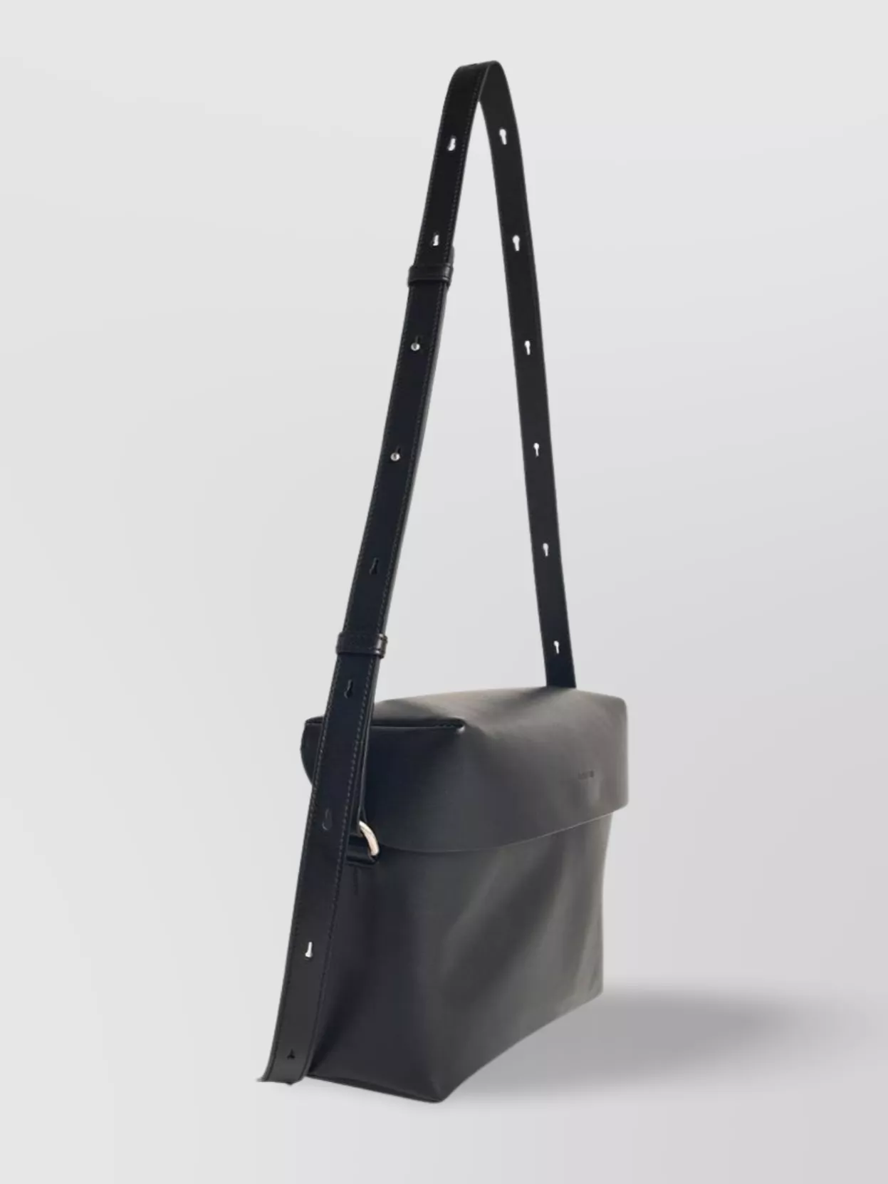 Jil Sander Black Leather Lid Bag With Adjustable Strap