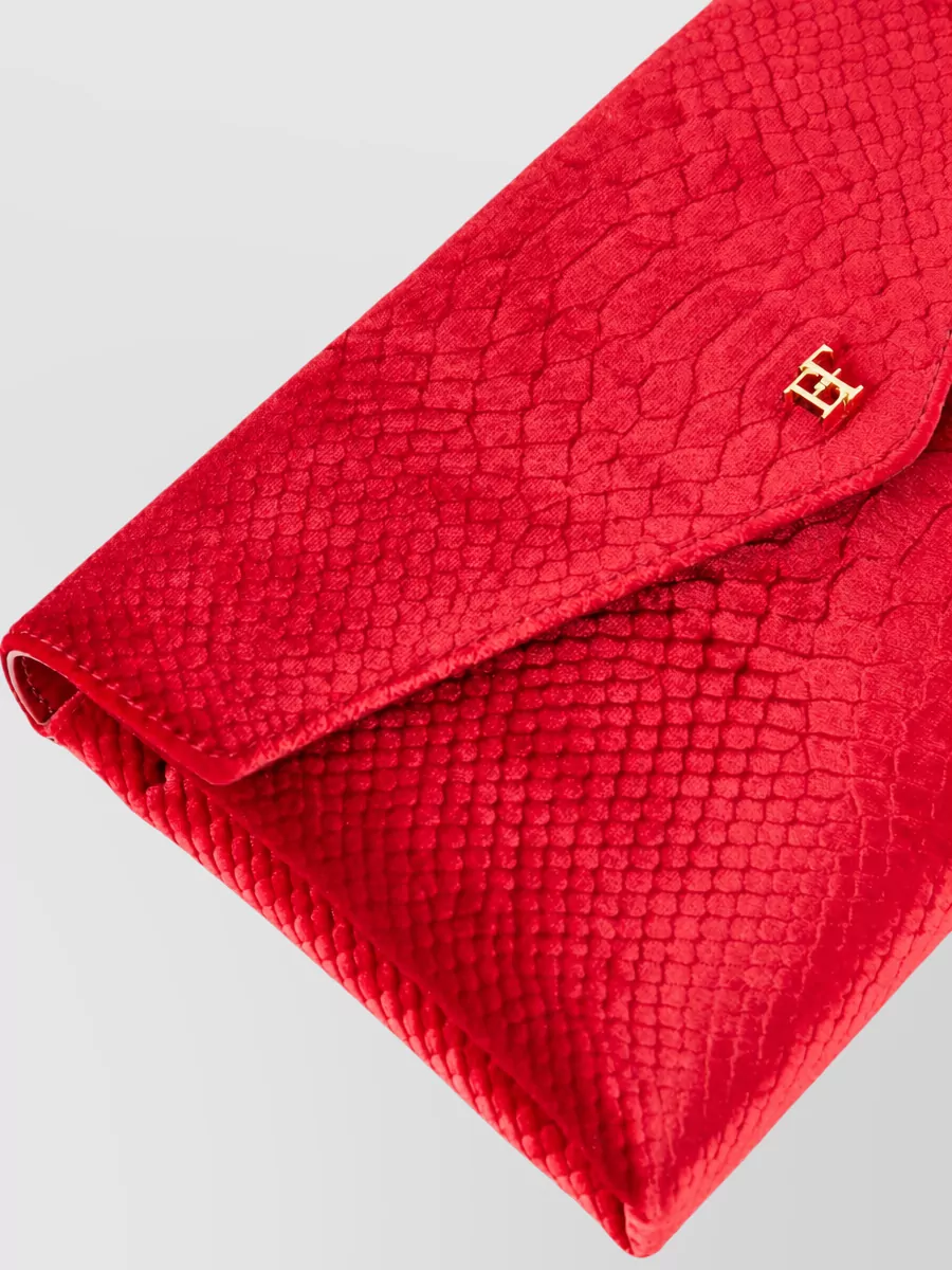 Elisabetta Franchi Velvet Crocodile-Effect Shoulder Bag