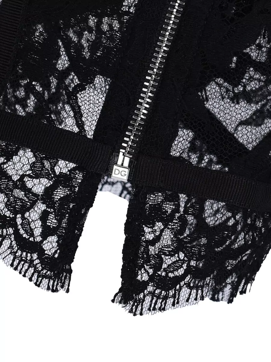 Dolce&Gabbana Top Floral Pattern Lace Detailing Scalloped Edges