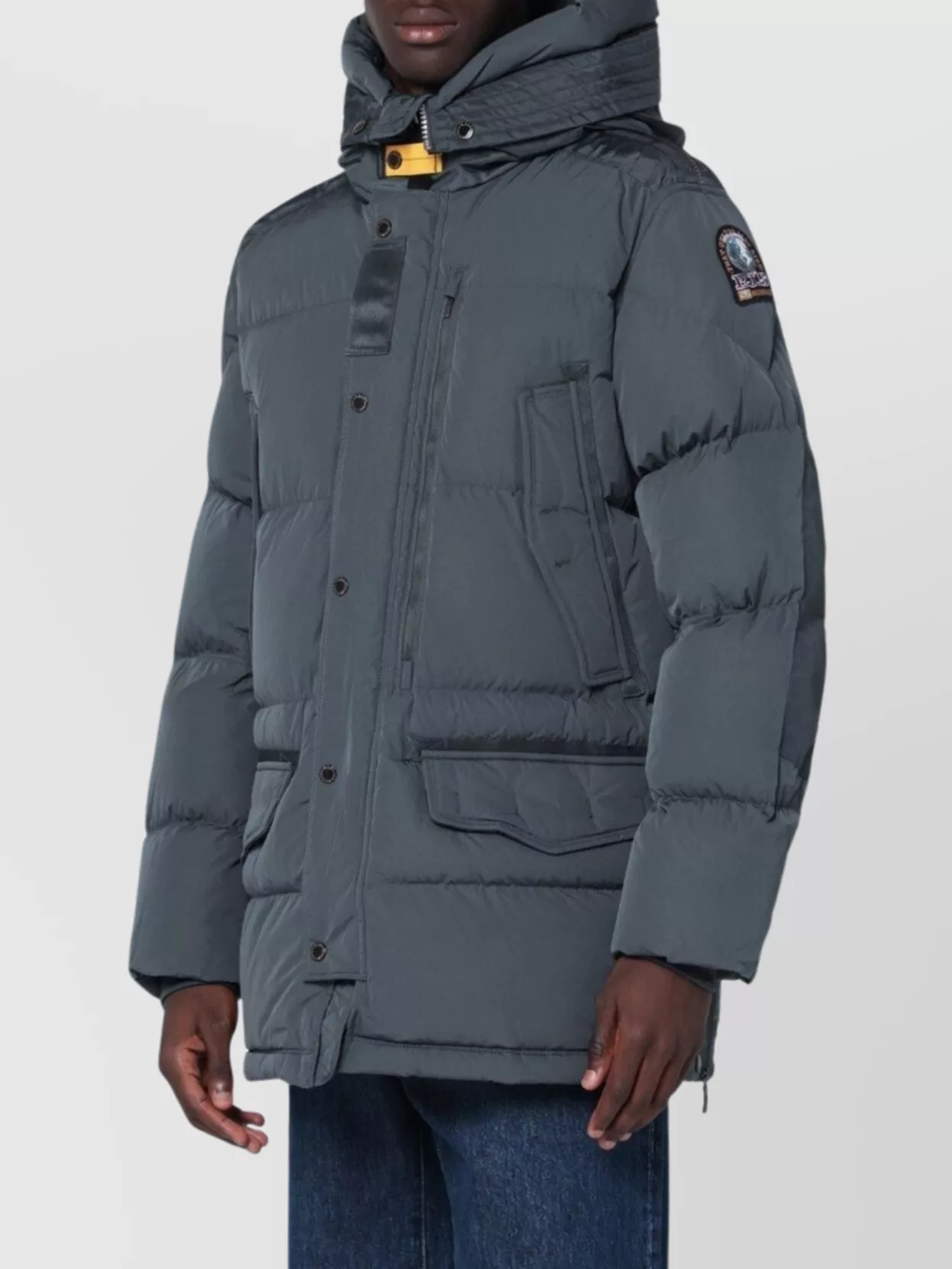 Parajumpers Hooded Down Jacket Quilted Design In Gray