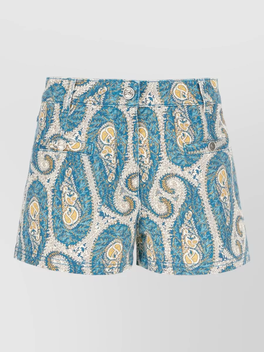 Etro printed denim tailored shorts