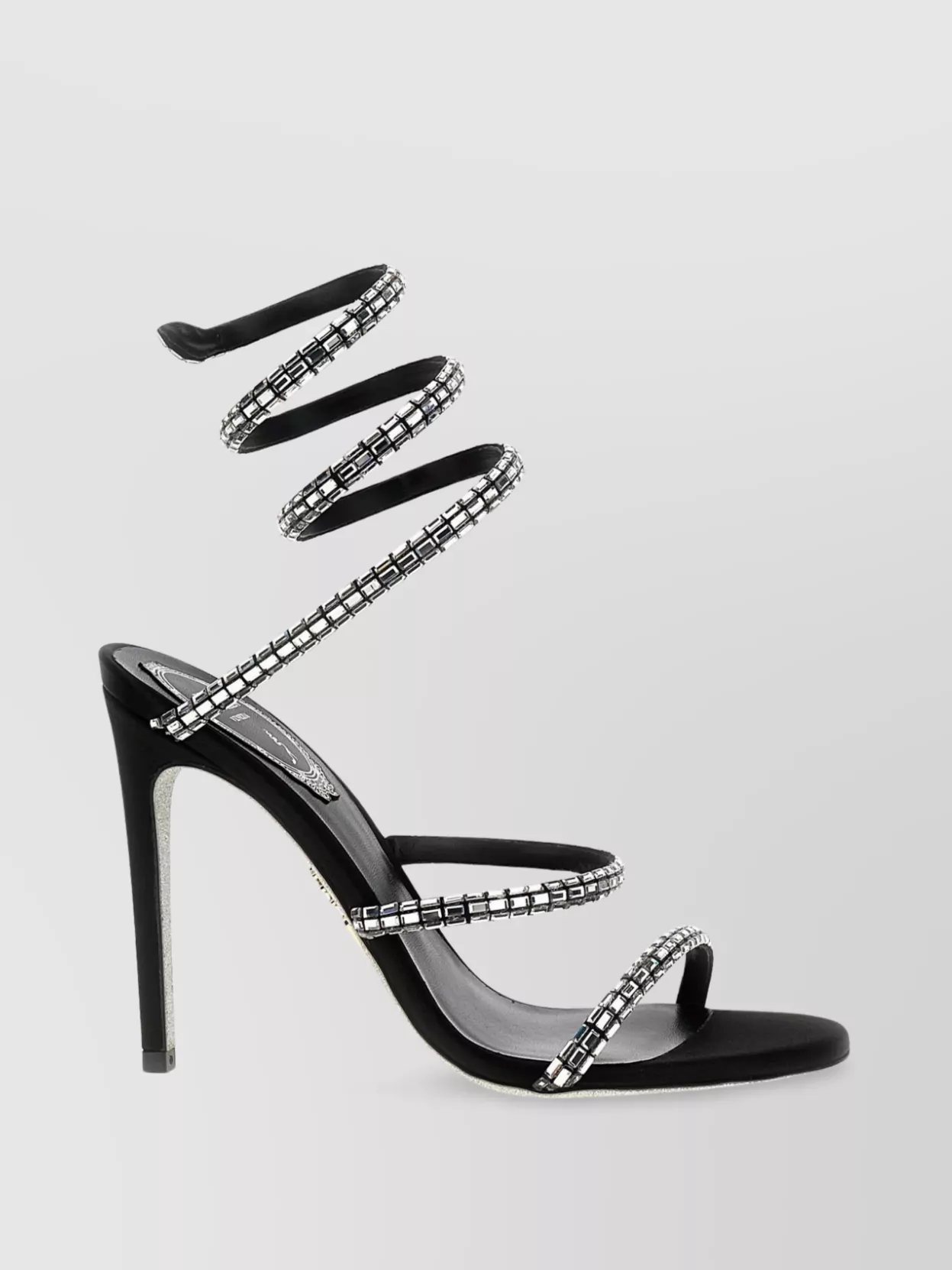 René Caovilla Chandelier Spiral Strap Stiletto Sandals In Black