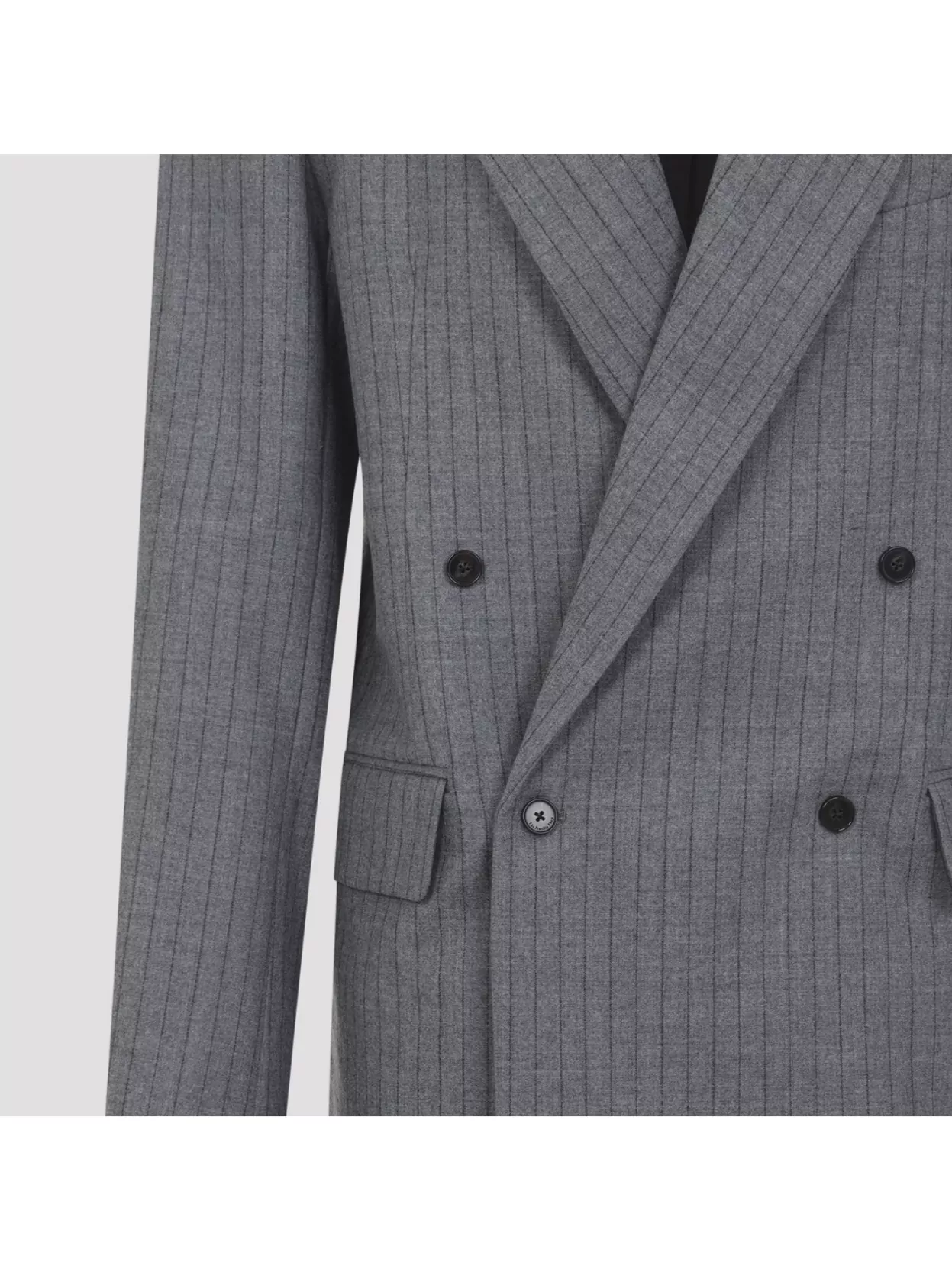 The Frankie Shop Double Breasted Blazer Pinstripes In Gray