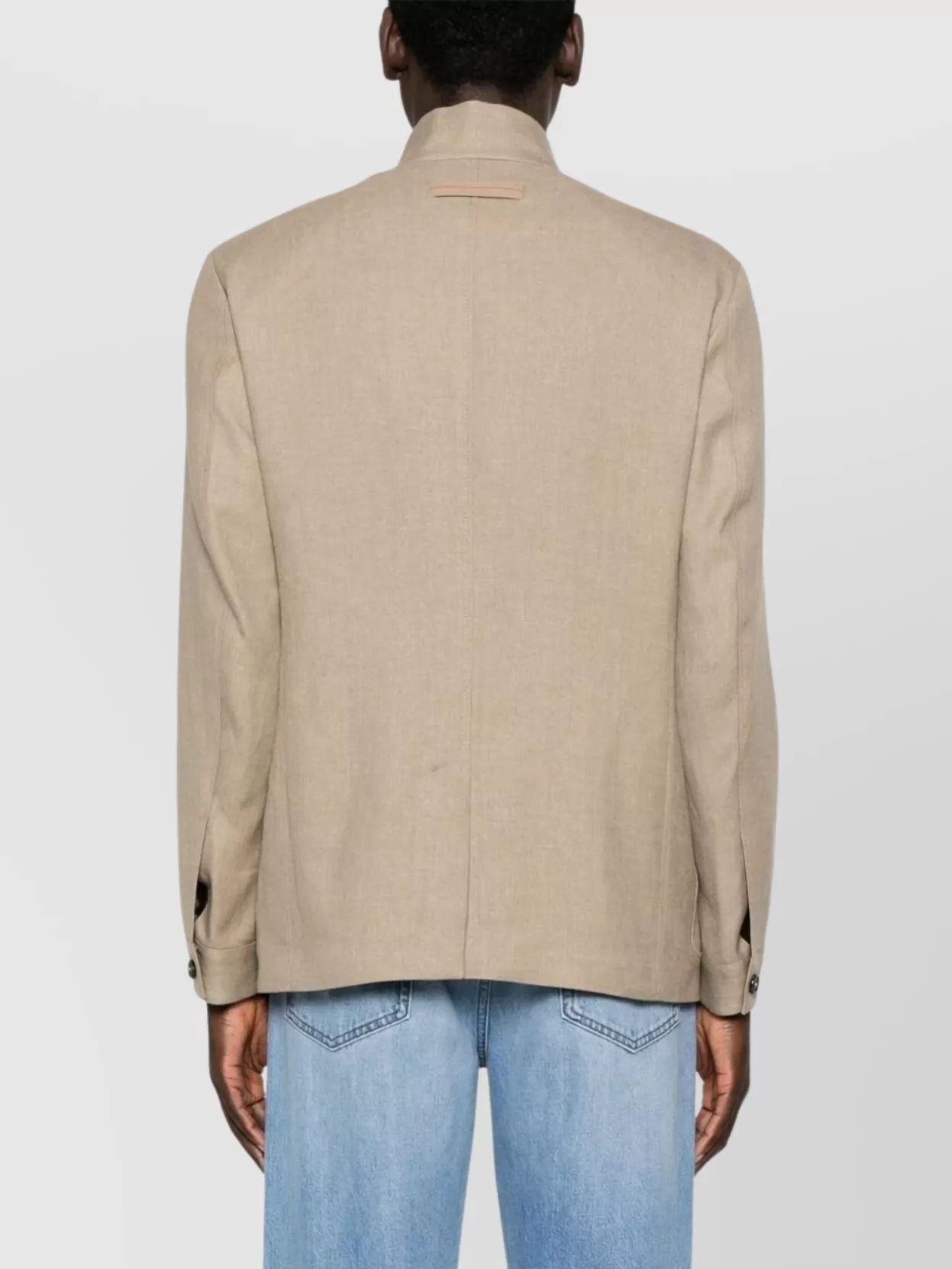 Zegna Linen Jacket With Rear Vent In Neutral