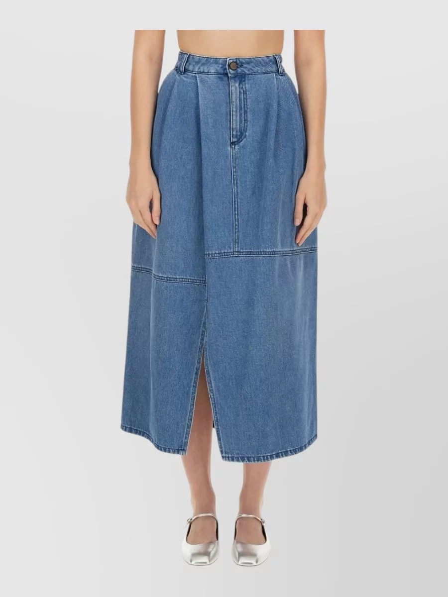 Alysi cotton regular-fit high-waisted midi skirt