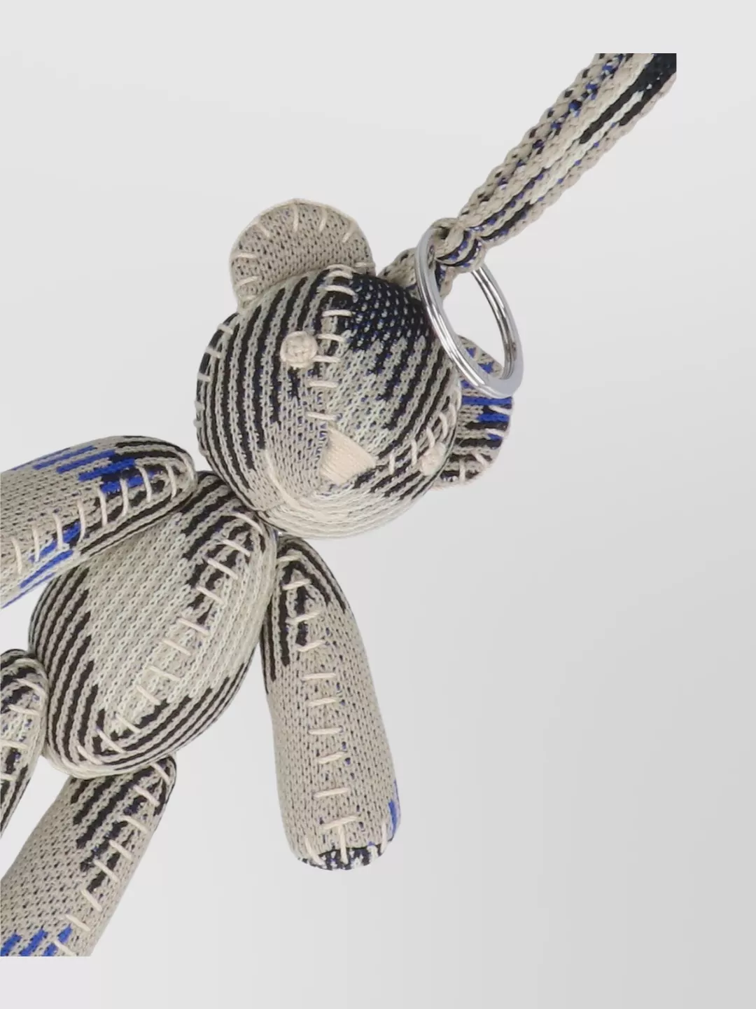 Burberry Teddy Bear Keyring In Textured Fabric With Unique Pattern