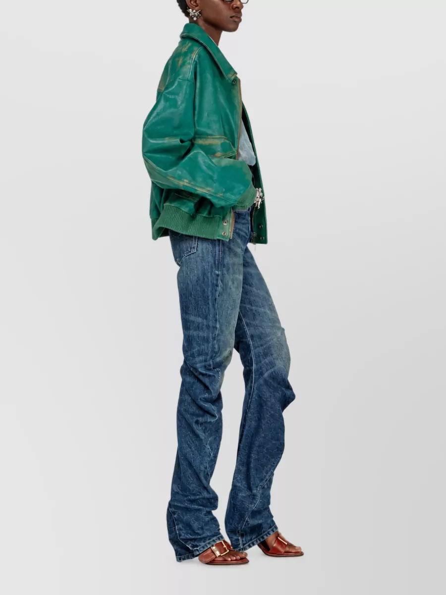 Diesel Cotton Faded Distressed Tapered Jeans