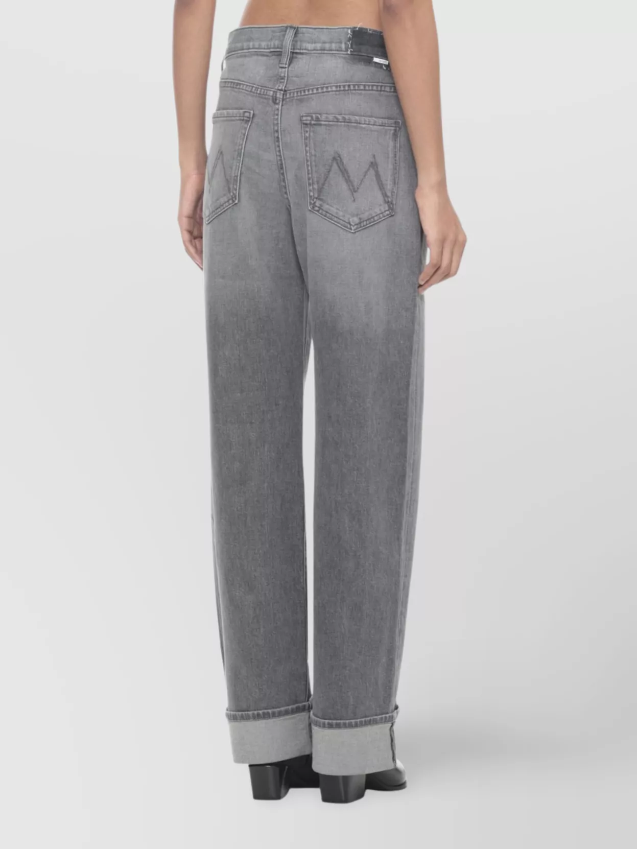 Mother Wide-Leg Cotton Jeans Cuffed