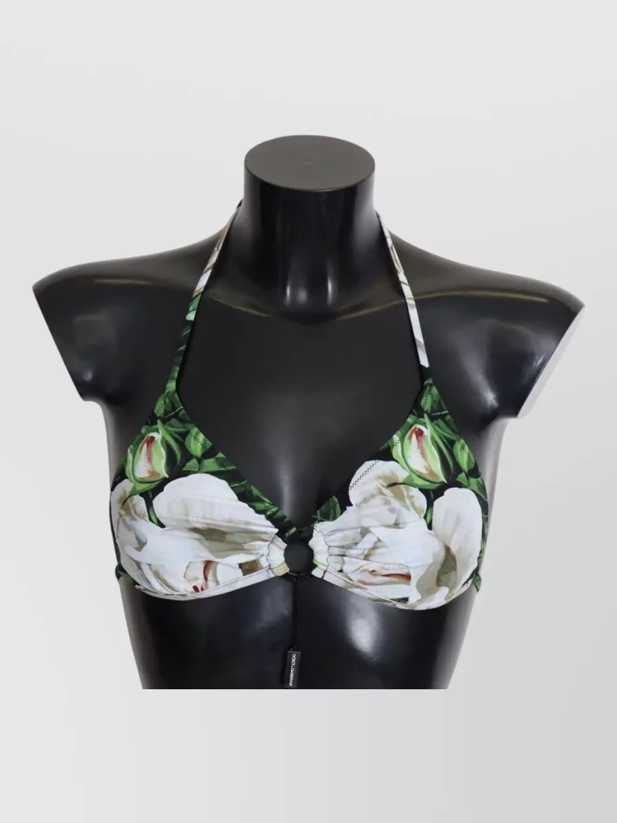 Dolce&Gabbana Floral-print halterneck bikini top