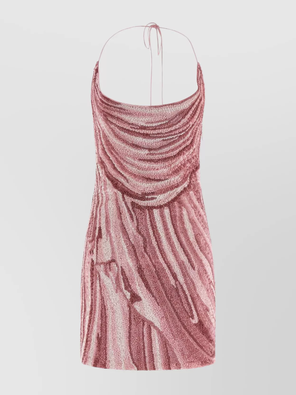 Balmain Draped Halter Neck Mini Dress With Sequins In Pink