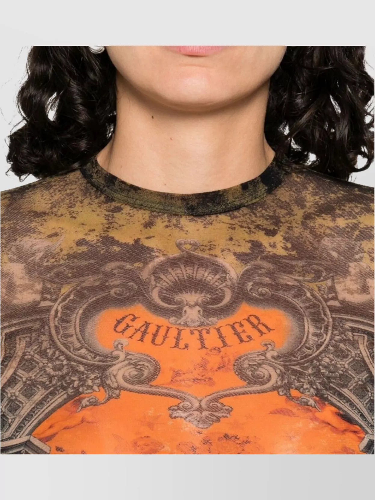 Jean Paul Gaultier Graphic Print Sheer Fabric Tops