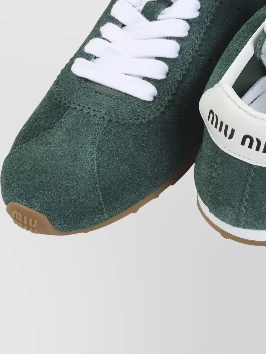 Miu Miu Leather Lace-Up Low-Top Sneakers