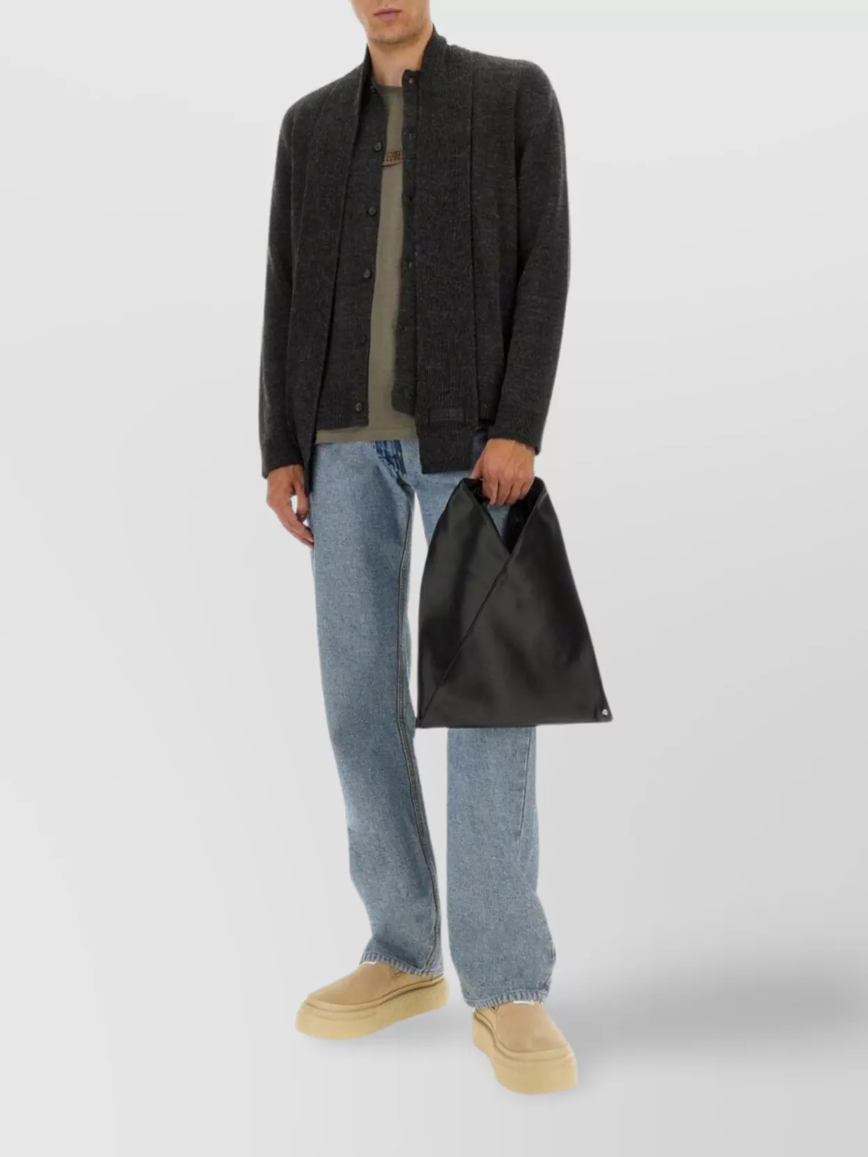Mm6 Maison Margiela Shawl Collar Ribbed Trim Long Sleeves Sweater