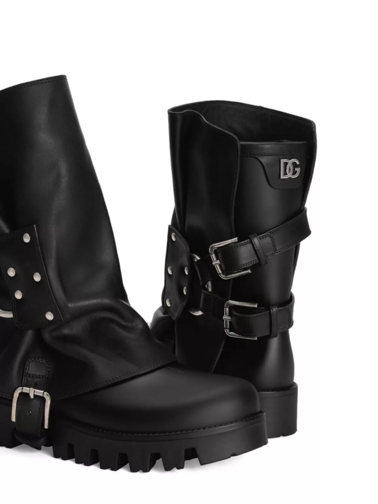 Dolce&Gabbana Chunky Sole Mid-Calf Rain Boots With Studs