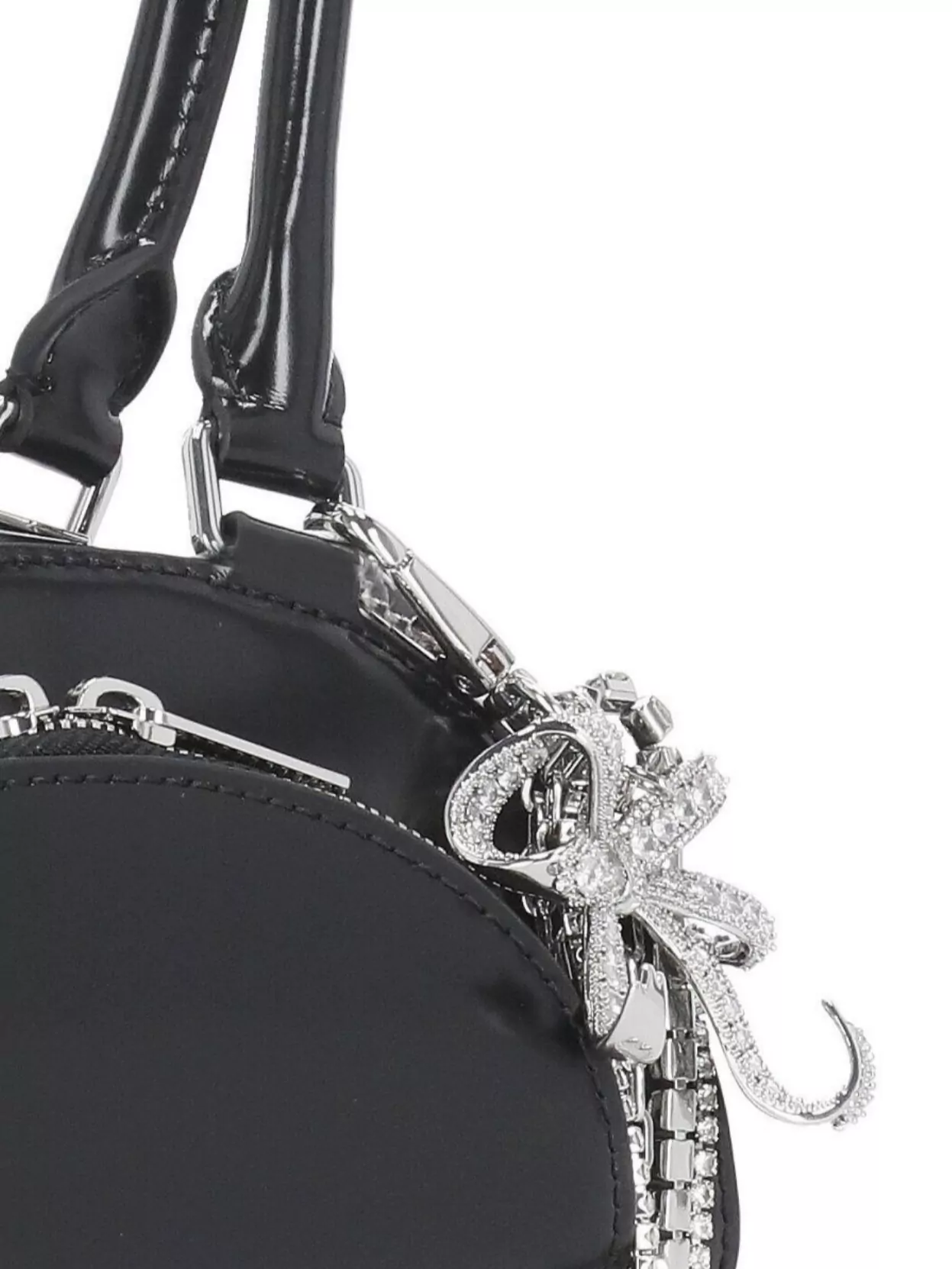 Self-Portrait Structured Leather Shoulder Bag With Strass Detail