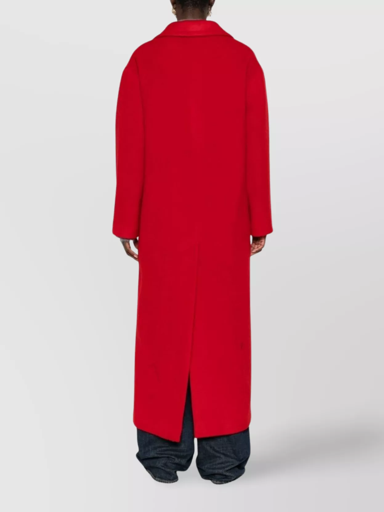 Tagliatore Long Wool Coat With Notched Lapels And Flap Pockets In Red