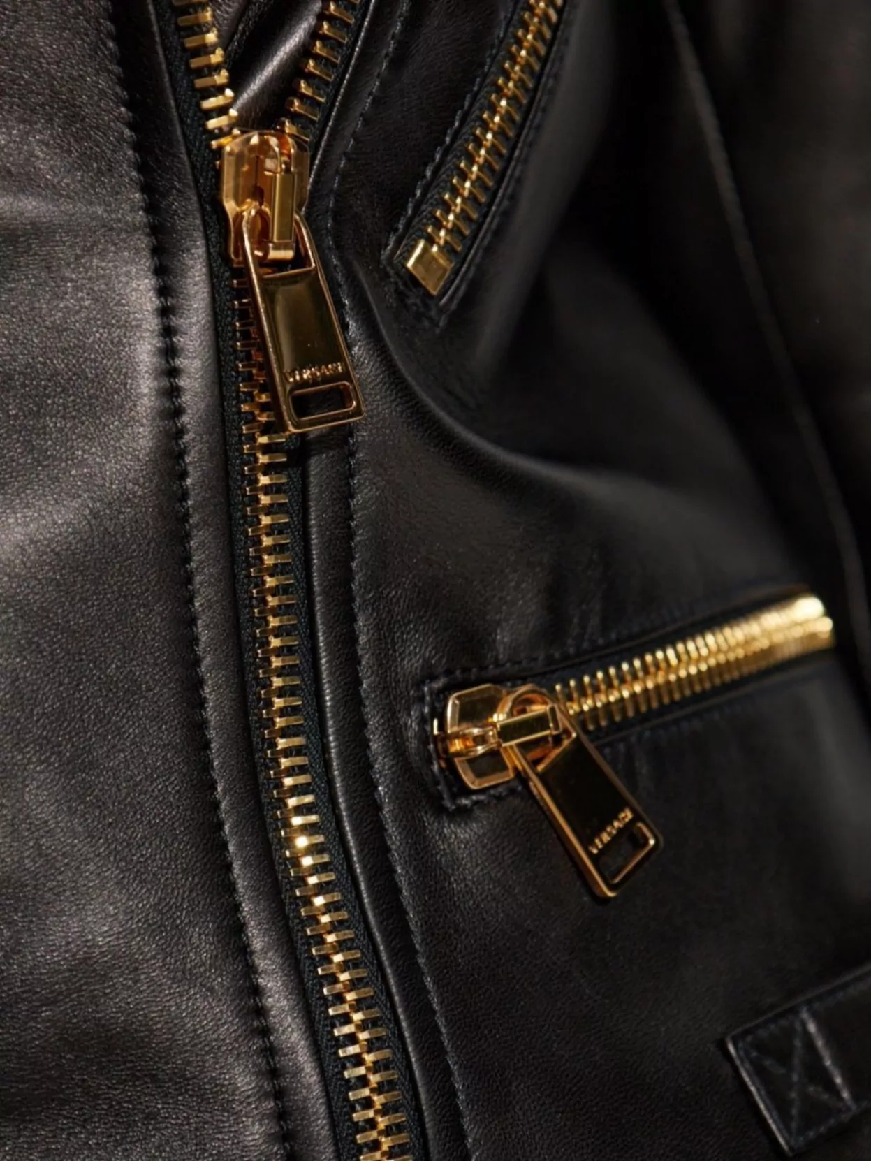 Versace Quilted Shoulders Leather Jacket