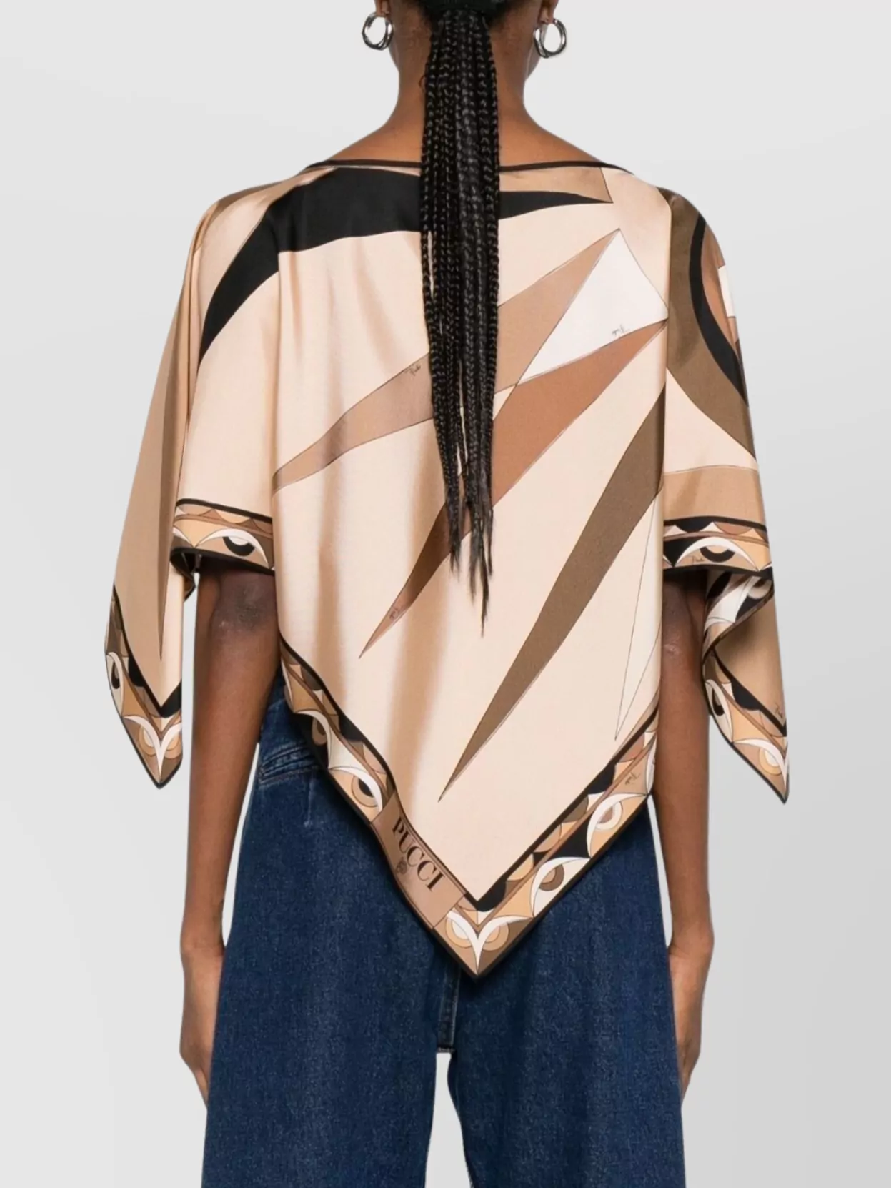 Pucci Geometric Print Silk Top With Boat Neck