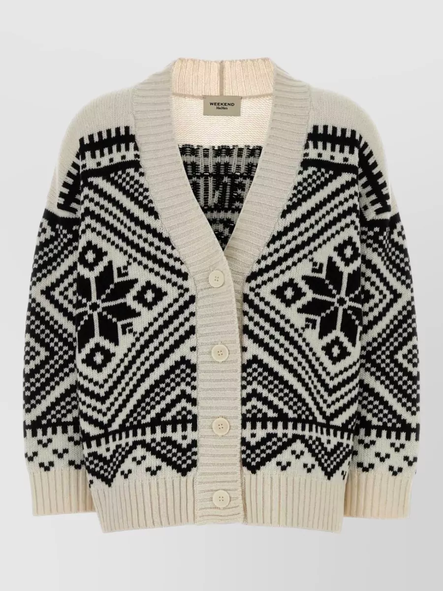 Weekend Max Mara Embroidered oversized virgin wool cardigan
