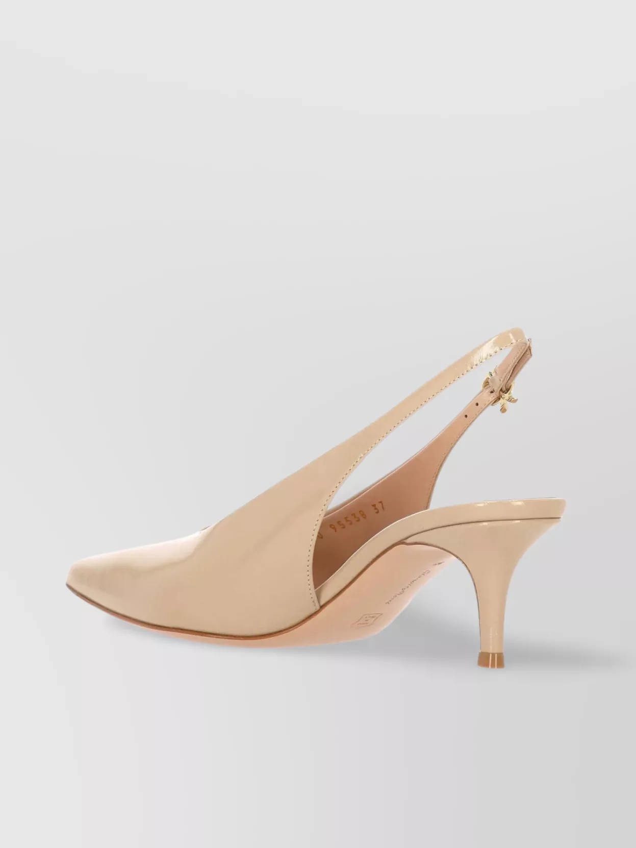 Gianvito Rossi Peach Leather Slingback Sandal With Hourglass Heel