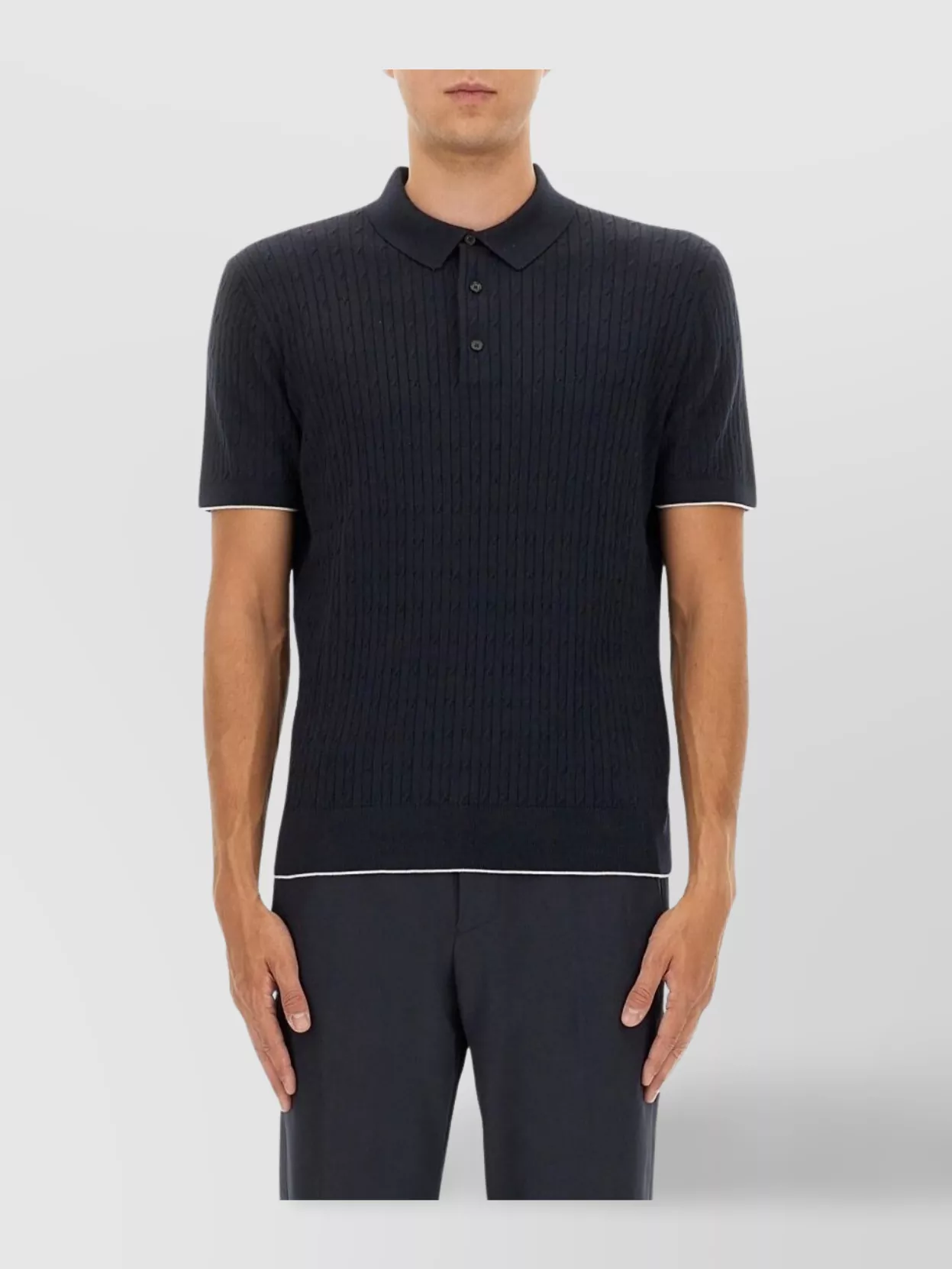 Boss Polo Shirt With Ribbed Texture And Trim