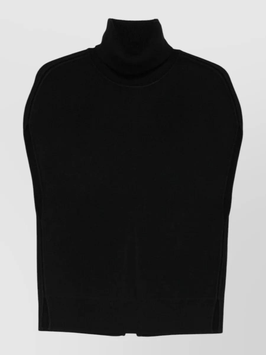 Totême Wool Turtleneck Vest Layered Design In Black