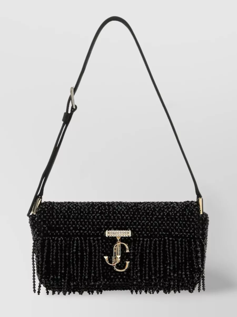 Shop Jimmy Choo Rhinestone-covered Mini Avenue Bag In Black