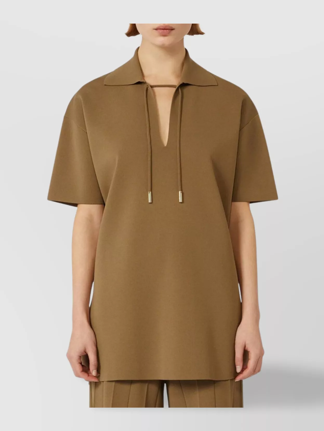 Max Mara Knitwear With Open Polo Collar And V-Neck