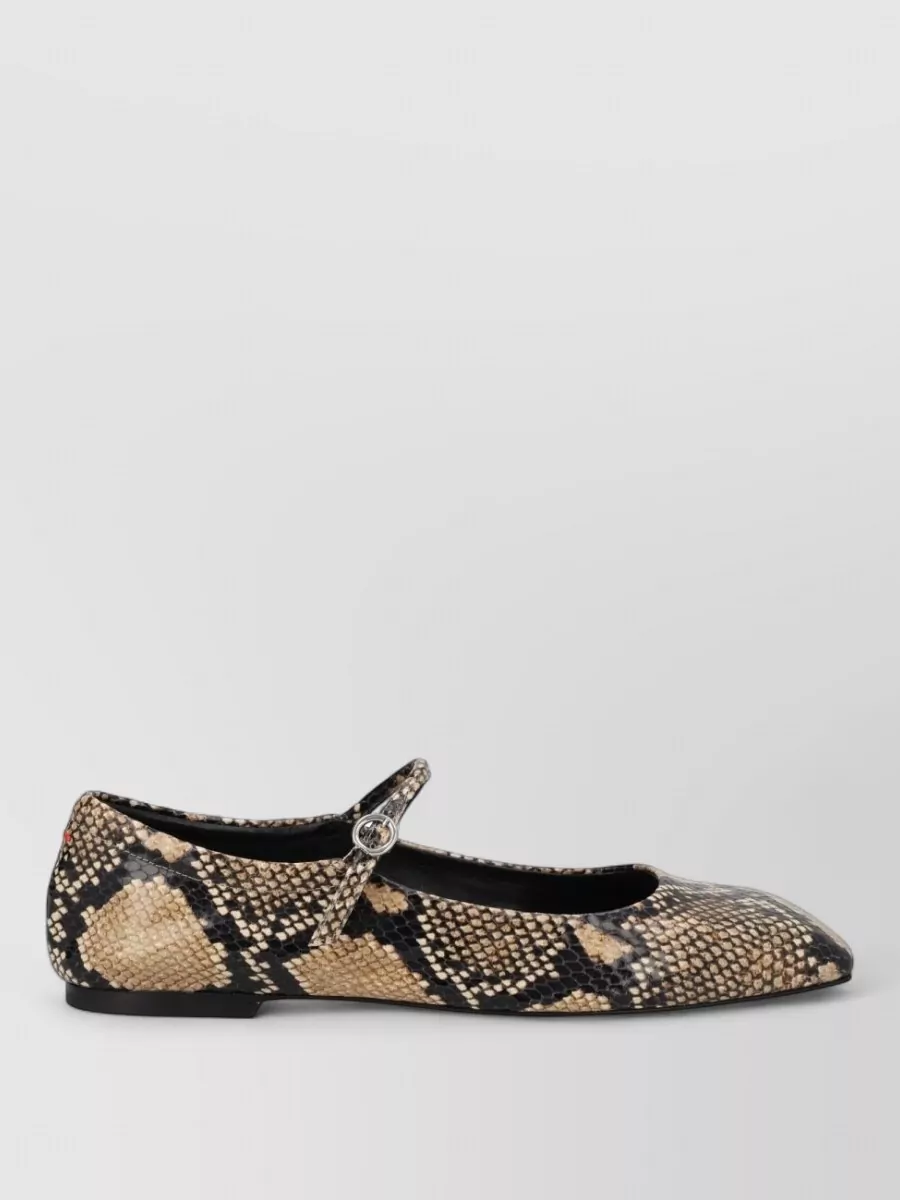 Aeyde Printed Leather Mary Jane Ballerina Shoes